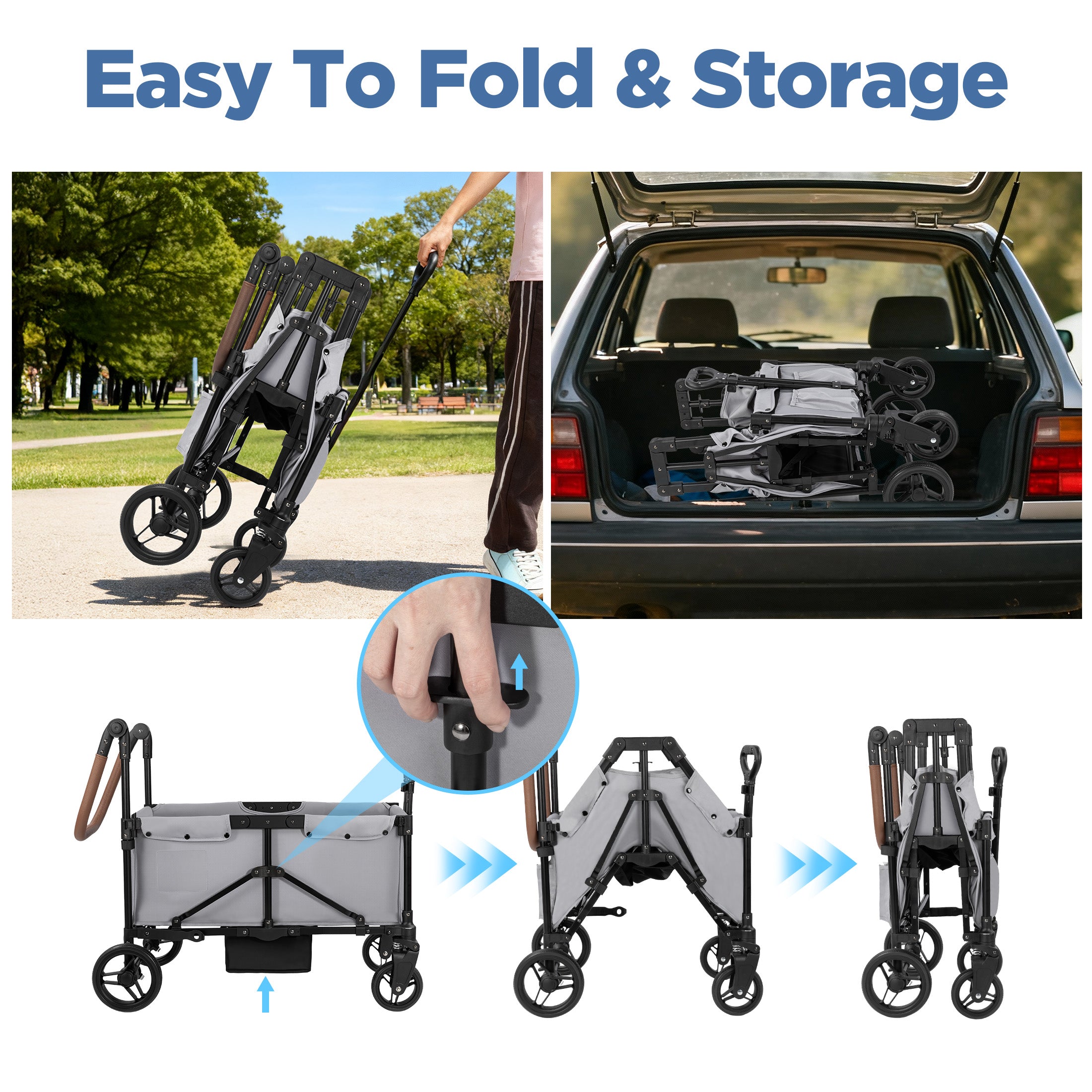 Tripland Wagon Stroller for Kids, 2-Seater Outdoor Baby Stroller with Canopy,Pull & Push Handle,Black