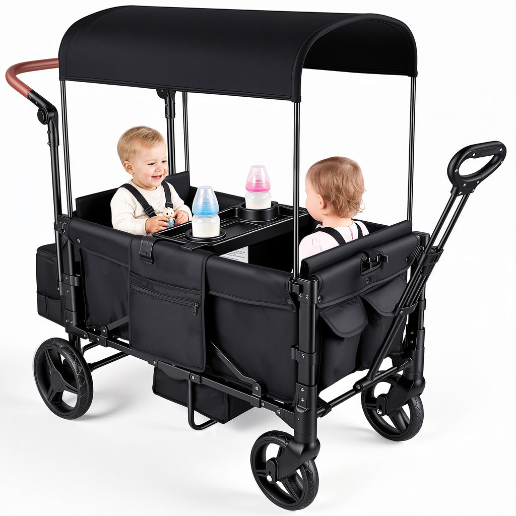 Tripland Wagon Stroller for 2 Kids,Stroller Wagon Baby Stroller with Canopy, Black