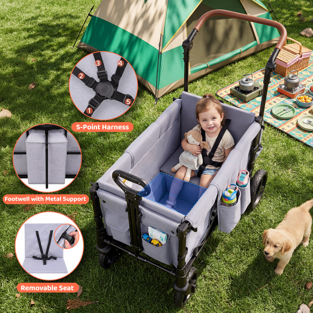 Tripland Wagon Stroller for 2 Kids,Stroller Wagon Baby Stroller with Canopy, Gray