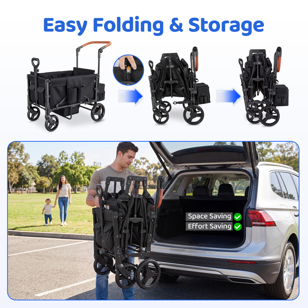 Tripland Wagon Stroller for 2 Kids,Stroller Wagon Baby Stroller with Canopy, Black